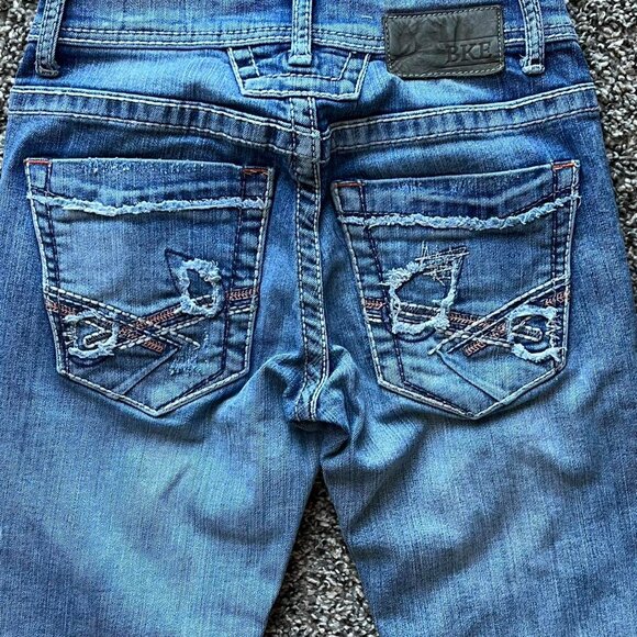 BKE Asher Blue Denim Jeans Size 26 Distressed Y2K Grunge Preppy Straight Leg - Picture 5 of 6